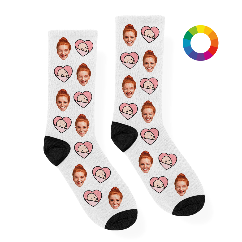 Geboortesokken met Lichte Baby en Eigen Foto