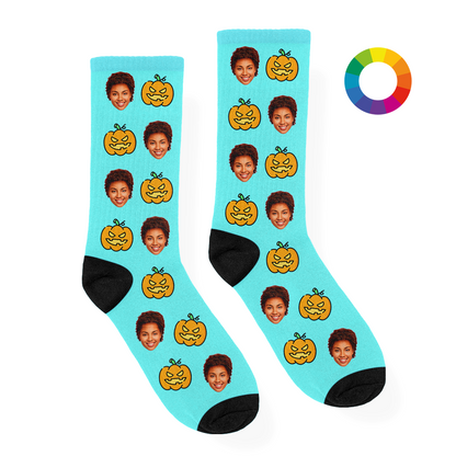 Halloween Pompoen Sokken met Eigen Foto